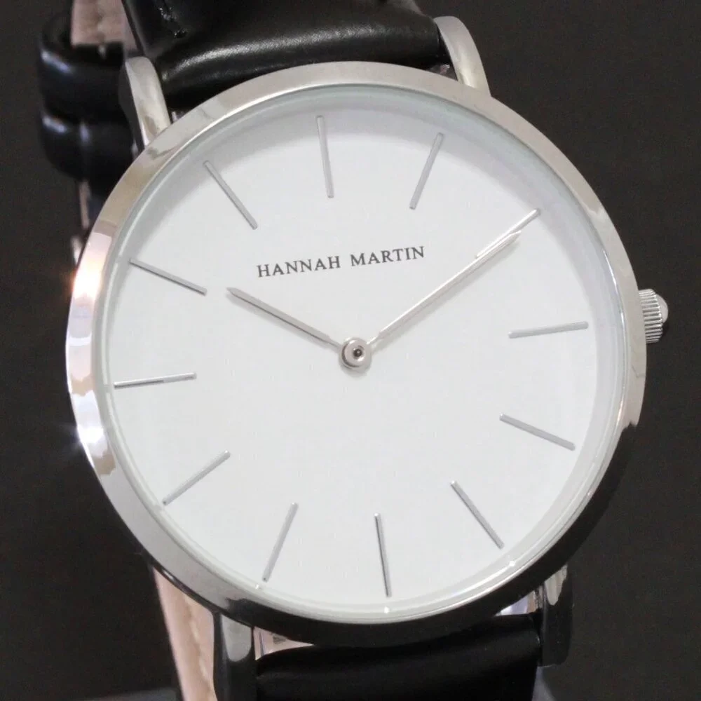 Men's Classic Minimalist 2 Hand Quartz Watch Raised Indices Black Strap 36mm